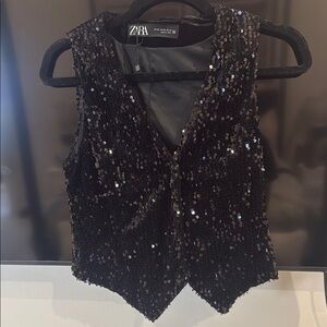 Zara Black Sequin Vest